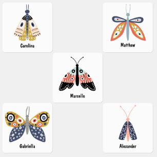 Bug moth butterfly personalized cute fun kids' labels