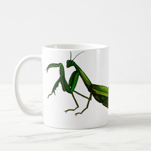 Bug Mug, Praying Mantis Green Coffee Mug (Left)