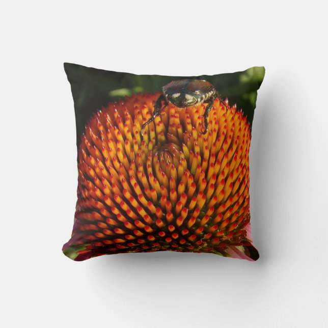 Bug on Flower Throw Pillow (Front)