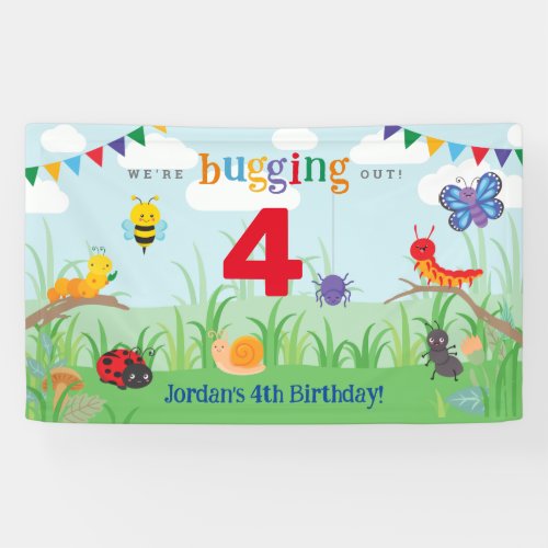 Bug Party Birthday Cute Colorful Banner