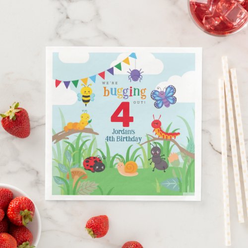 Bug Party Birthday Cute Colorful Paper Napkin