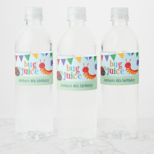 Bug Party Cute Colorful Bug Juice Water Bottle Label
