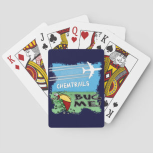 Bug running away from chemtrail plane poker cards
