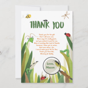 Bug Thank You Card Birthday Insert Card Insects