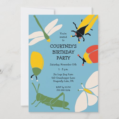 Bug Themed Birthday Party Custom Invitation