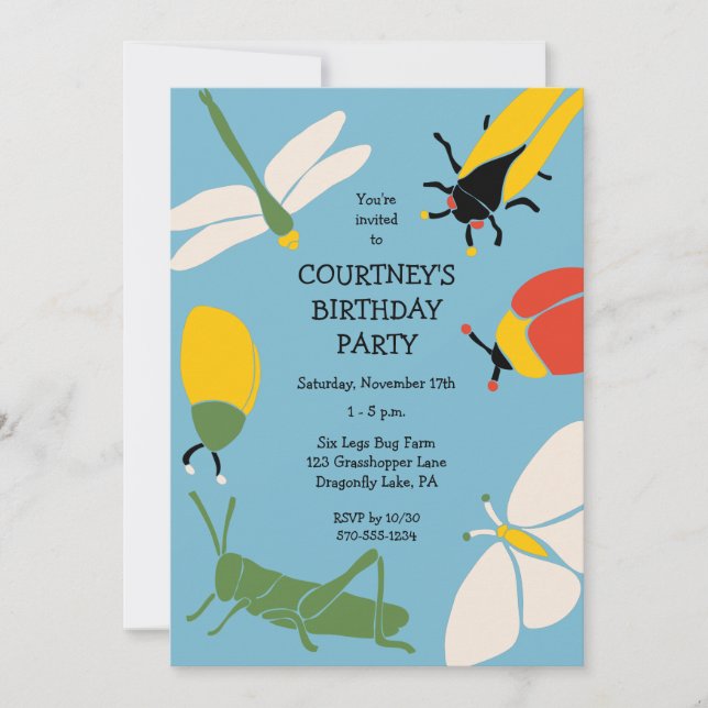 Bug Themed Birthday Party Custom Invitation (Front)