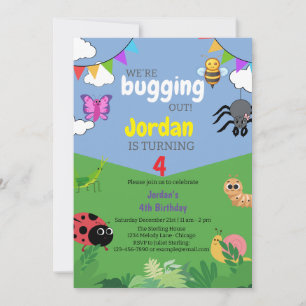 Bug Themed Kids Birthday Invitation Creepy Crawly