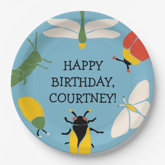 Bug Themed Party Personalized  Paper Plates (Front)