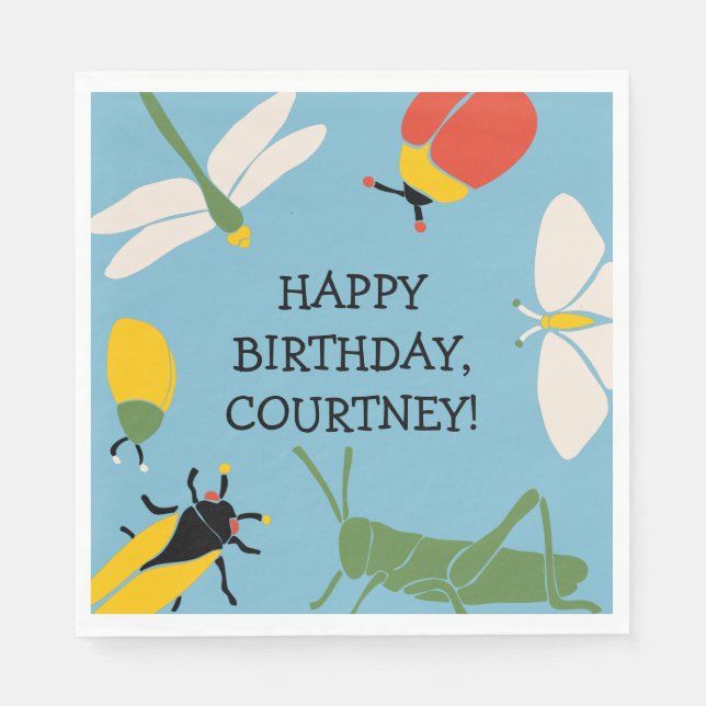 Bug Themed Personalized Party Napkins (Front)