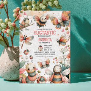 Bug - Themed Whimsical Insects Cute Kids' Birthday Invitation