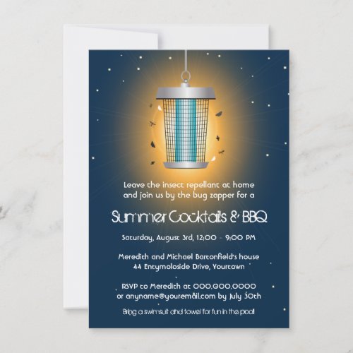 Bug Zapper Summer Party Personalized Invitation