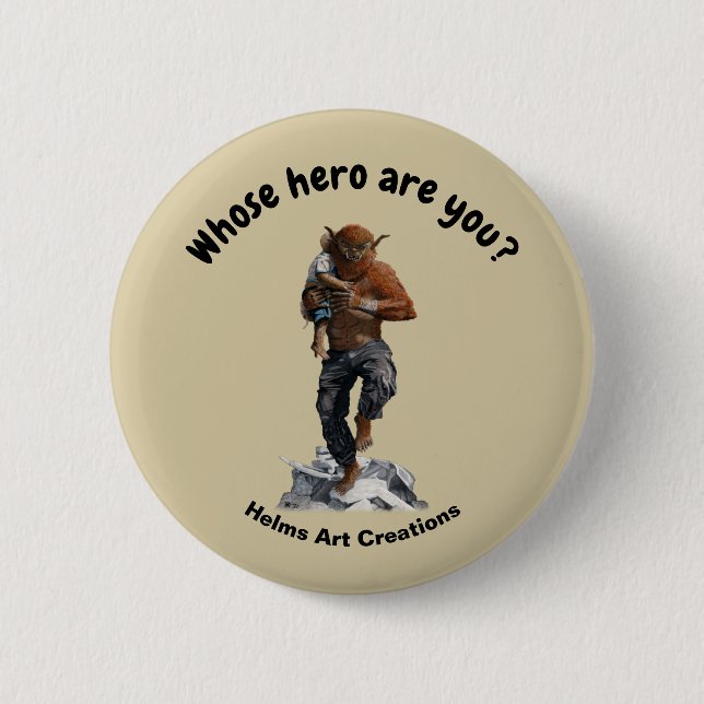 Bugbear Hero Child Rescue Fantasy Art Button (Front)