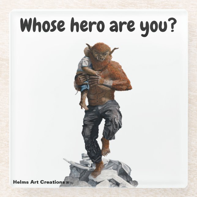 Bugbear Hero Child Rescue Fantasy Glass Coaster (Front)