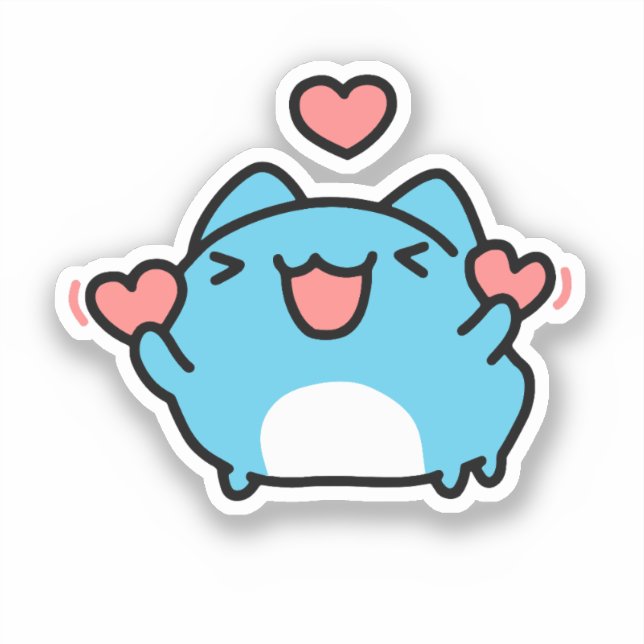 BugCat Capoo cat, Kawaii Comic Cat love Sticker (Front)