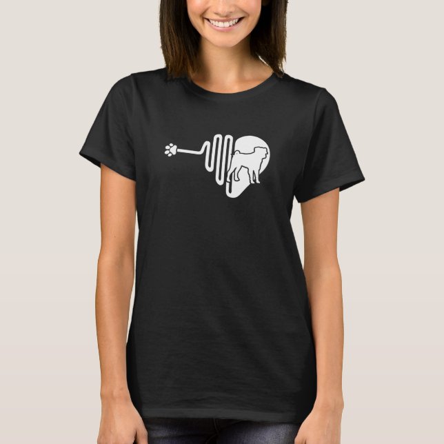 Bugg Dog Paw Heartbeat Pet Owner Veterinarian T-Shirt (Front)