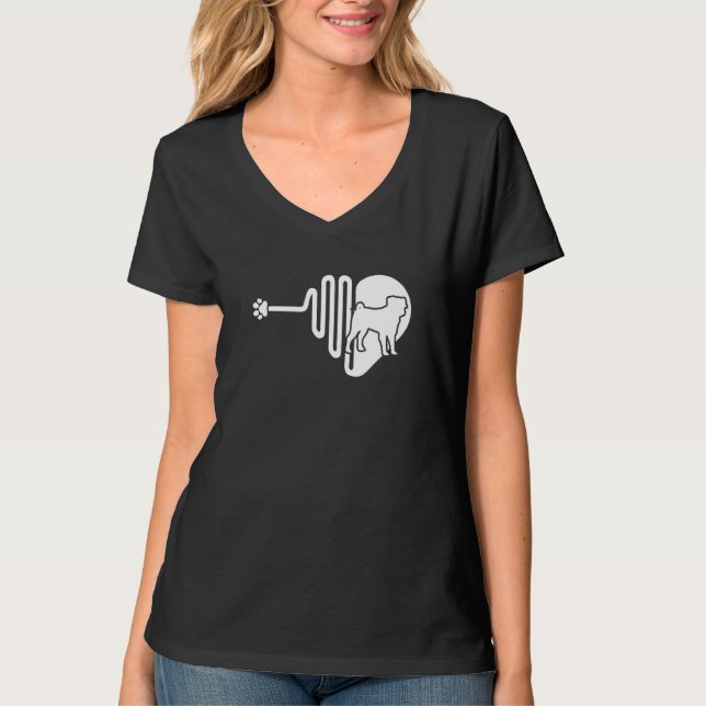 Bugg Dog Paw Heartbeat Pet Owner Veterinarian T-Shirt (Front)