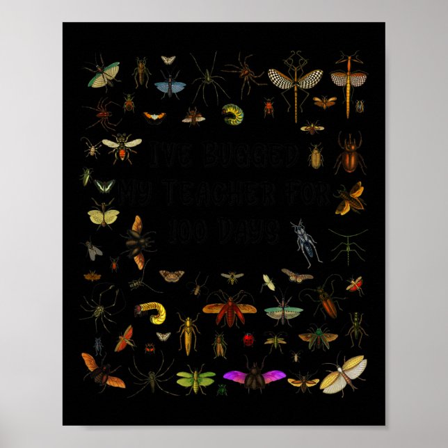 Bugged My Teacher 100 Days Of School Kids Boys Gir Poster (Front)