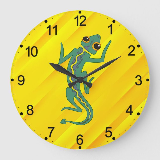 Buggi Green Lizard Artistic Clipart-27847 Large Clock (Front)
