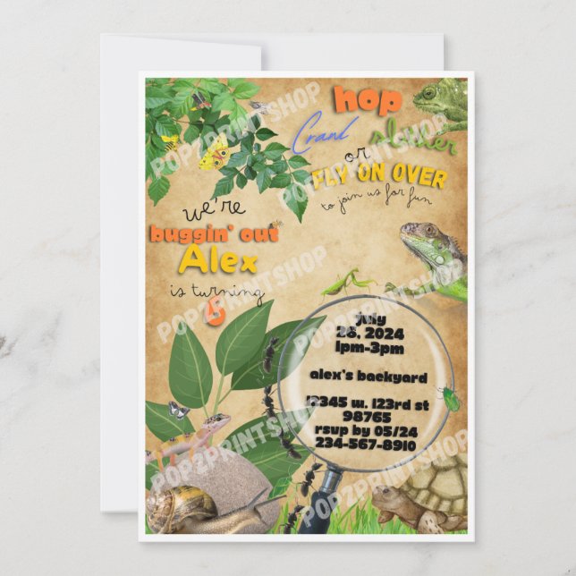 Buggin out Bug Hunt Boys Birthday Party Invitation (Front)