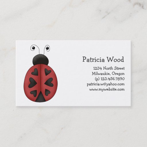 Customizable Buggin' You · Ladybug Hearts Business Card Templates