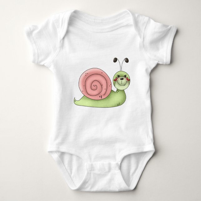 Buggin' You · Snail · green & pink Baby Bodysuit (Front)