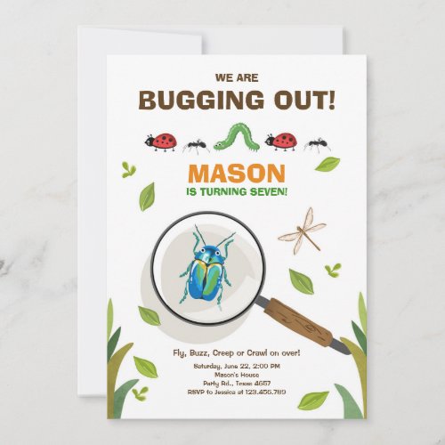 Bugging out Birthday Invitation Insect Bugs Boy