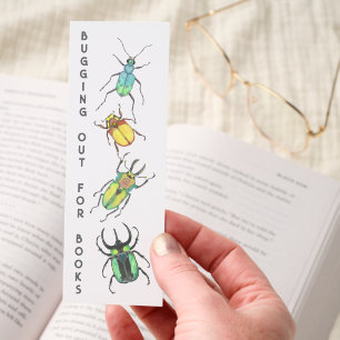 Bugging Out for Books Watercolor Beetles Kids Bookmarks