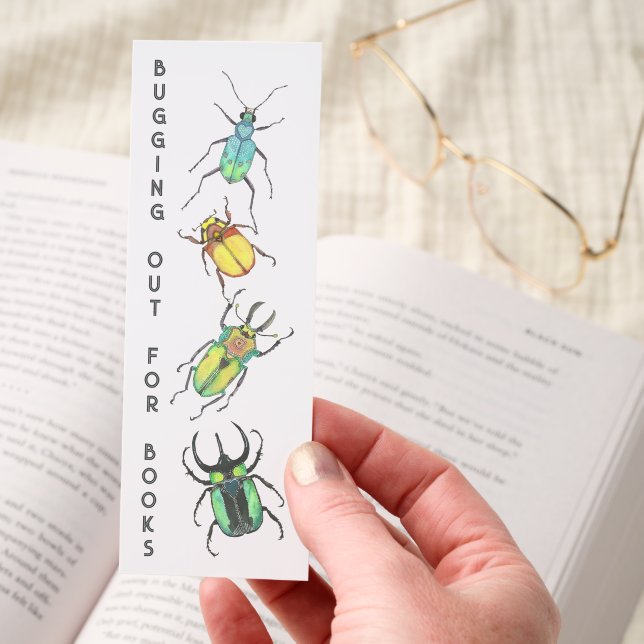 Bugging Out for Books Watercolor Beetles Kids Bookmarks (Hand)