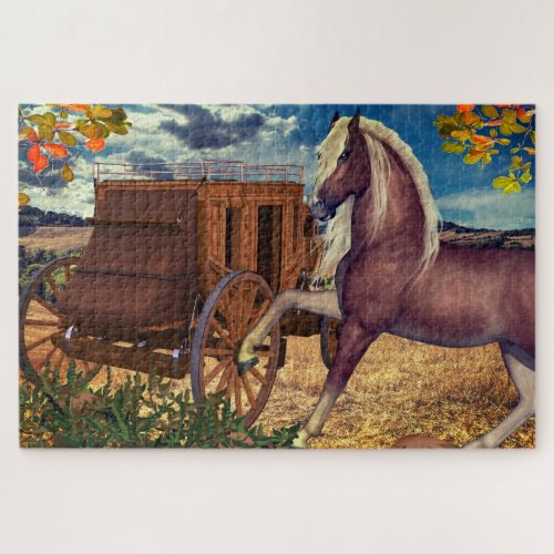 Buggy Horse Fiels Jigsaw Puzzle