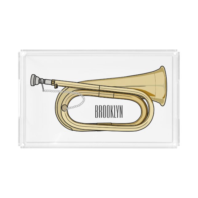 Bugle cartoon illustration  acrylic tray (Front)