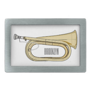 Bugle cartoon illustration belt buckle