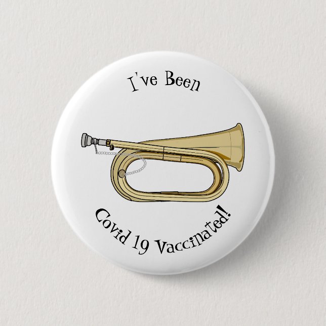 Bugle cartoon illustration button (Front)