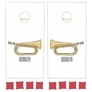 Bugle cartoon illustration cornhole set