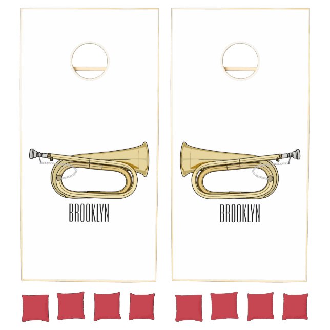 Bugle cartoon illustration  cornhole set (Set)