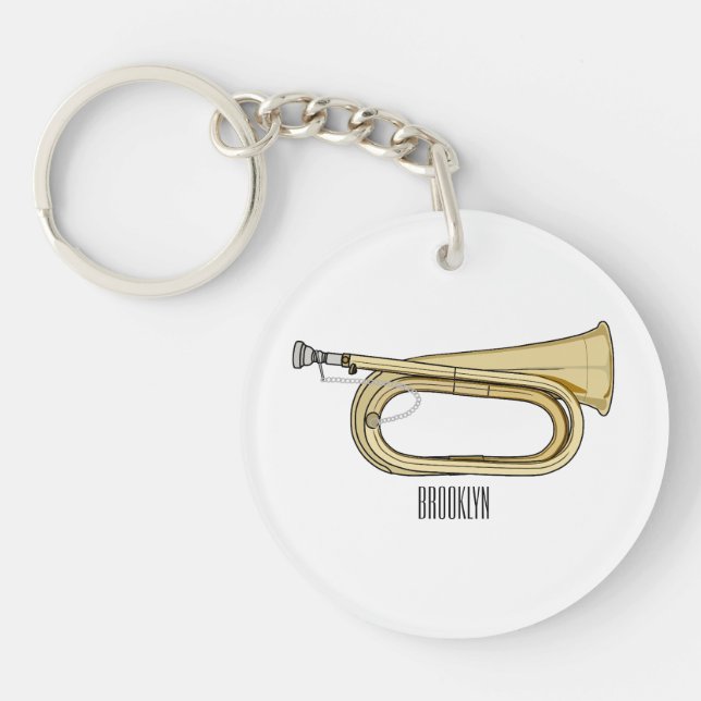 Bugle cartoon illustration  keychain (Front)