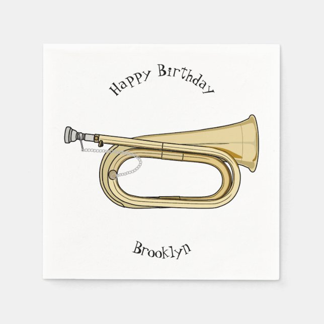 Bugle cartoon illustration napkins (Front)