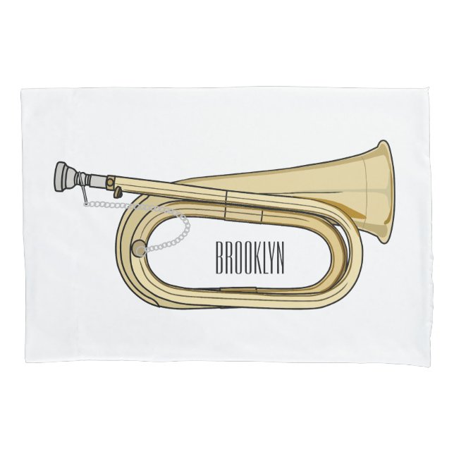 Bugle cartoon illustration  pillow case (Front)
