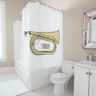 Bugle cartoon illustration  shower curtain