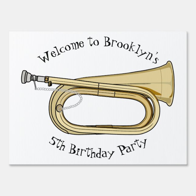 Bugle cartoon illustration sign (Front)