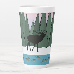Bugling Bull Elk and Fish Latte mug