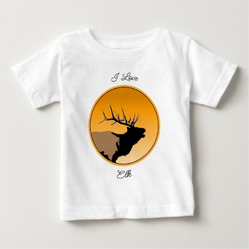 Bugling Bull Elk at Sunset Original Wildlife Art Baby T_Shirt