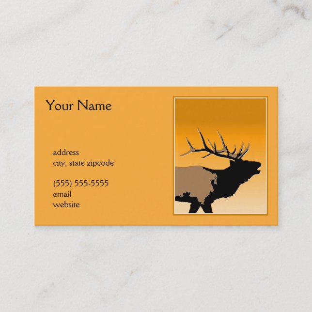 Bugling Bull Elk at Sunset Original Wildlife Art Business Card (Front)