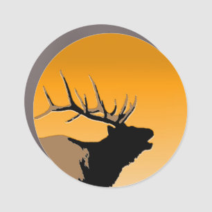 Bugling Bull Elk at Sunset Original Wildlife Art Car Magnet