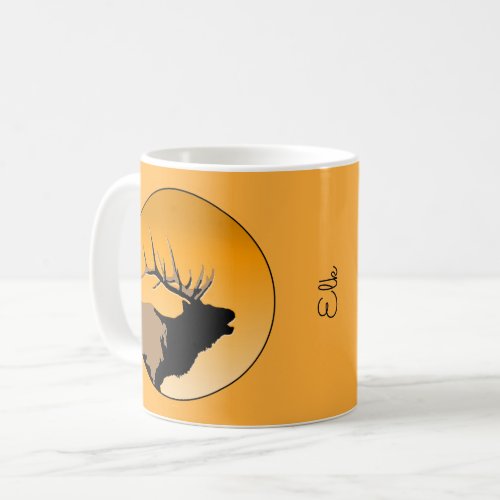 Bugling Bull Elk at Sunset Original Wildlife Art Coffee Mug