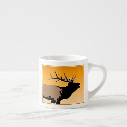 Bugling Bull Elk at Sunset Original Wildlife Art Espresso Cup