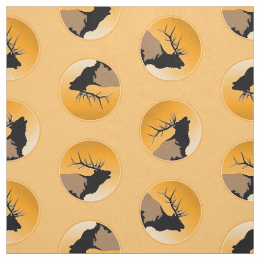 Bugling Bull Elk at Sunset Original Wildlife Art Fabric