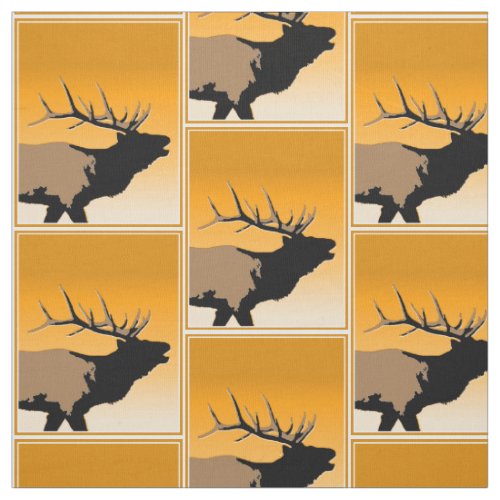 Bugling Bull Elk at Sunset Original Wildlife Art Fabric