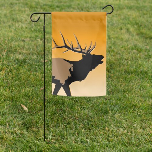 Bugling Bull Elk at Sunset Original Wildlife Art Garden Flag