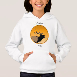 Bugling Bull Elk at Sunset Original Wildlife Art Hoodie