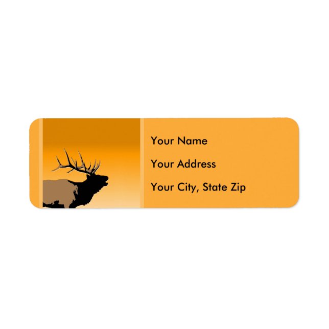 Bugling Bull Elk at Sunset Original Wildlife Art Label (Front)